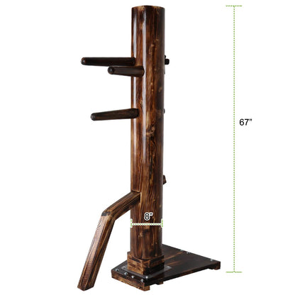 Adjustable Height Wing Chun Dummy Mook Yan Jong IP Man Wood Training Target Dark Brown