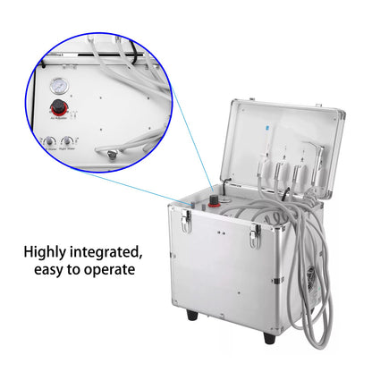 Portable Veterinary Dental Delivery Unit with Air Compressor and Suction System for Veterinary Dental Clinic and Pet Clinic (4-Hole Handle)