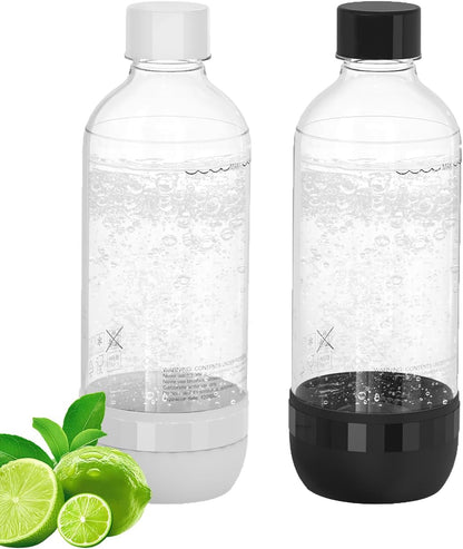 1 2 Pack, (1L) (1L) Soda Maker Bottles, Litre Reusable BPA Free Sparkling Water Bottles, Reusable Carbonating Bottles