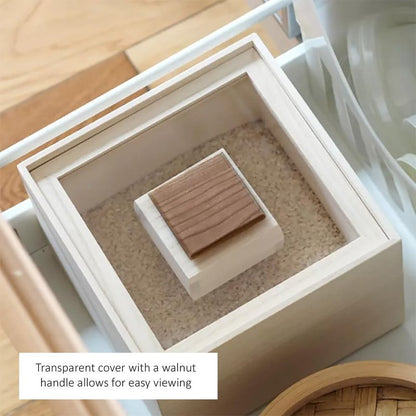 ELEMNTS Wooden Rice Storage Container with Lid and Measuring Cup, 13lbs (5.8kg) - Grains, Beans and Dry Food