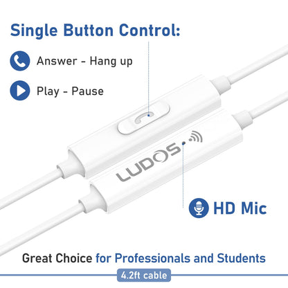 LUDOS FEROX 5 Pack Wired Earbuds in-Ear Headphones, 5 Year Warranty, Earphones with Microphone, Noise Isolation for 3.5mm Jack Ear Buds for iPhone, Samsung, Computer, Laptop, Kids, School Students
