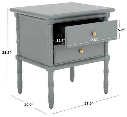 SAFAVIEH Furniture - Niah 2-Drawer Nightstand - Grey & Gold - Wood - Glam Hardware Design - Ideal for Bedroom, 23"W x 20"D x 25.25"H (NST3501C)