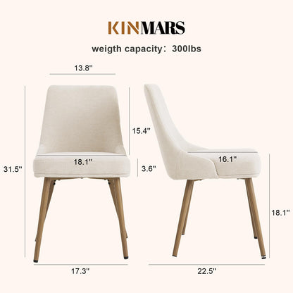 kinmars Modern Upholstered Dining Chairs Set of 4 with Thick Seat Cushion and Curved Back, Fabric Farmhouse Dinner Chair for Kitchen, Dining Room,Cafe (Fabric - Beige, Set of 4)