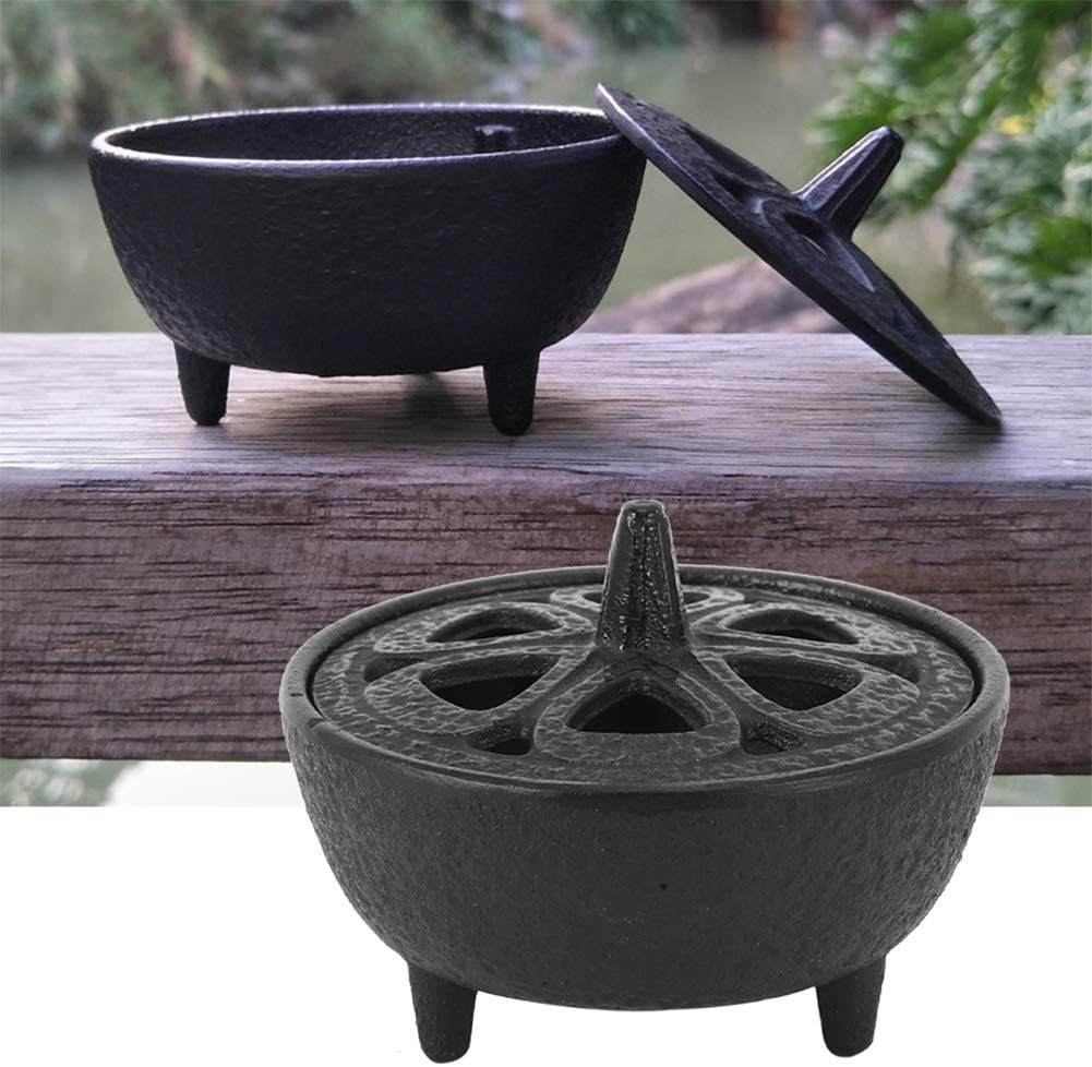 Black Iron Shaped Incense Burner, Sturdy Home Decor, Convenient for Aromatherapy with Sand