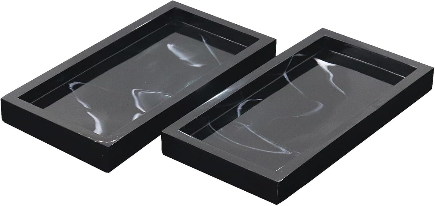 Bathroom Vanity Tray, Black Marble Countertop and Vanity Tray, Resin Tray for Bathroom Decor