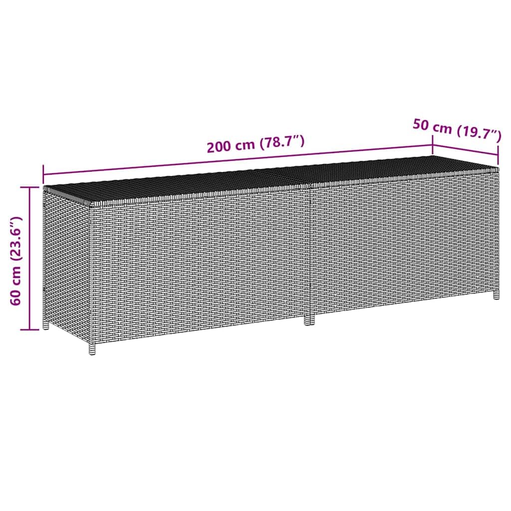 Kalmrek Patio Storage Box Poly Rattan Brown 78.7"x19.6"x23.6" Weatherproof Outdoor Deck Garden Yard Storage Chest with Lockable Lid and Gas Lift Mechanism for Cushions Pillows Tools