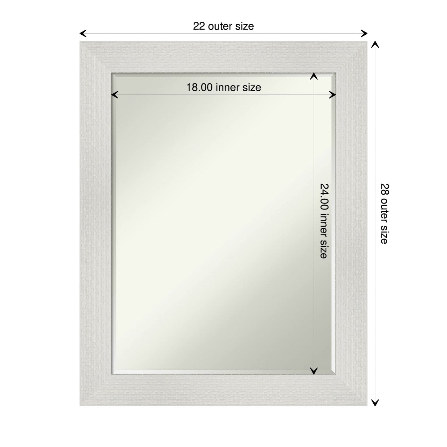 Amanti Art White Bathroom Mirror for Over Sink, 28x22 Mosaic White Rectangle Vanity Mirror, Medium Casual Frame, Hangs Horizonally and Vertically, Bathroom Wall Decor, Petite Bevel Edge