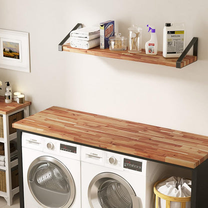 AllForWood 96''L x 25''W x 1.5''Th Acacia Solid Wood Butcher Block Countertop, Butcher Block Table Top for DIY Washer Dryer/Island/Kitchen Countertop (Unfinished)