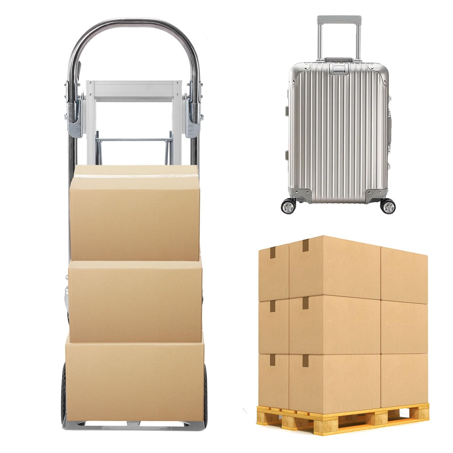 2 in 1 Industrial Convertible Utility Trolley Platform Cart 1000 LBS Capacity Collapsible Truck Heavy Duty with Wheels for Transport & Moving in Warehouse Home