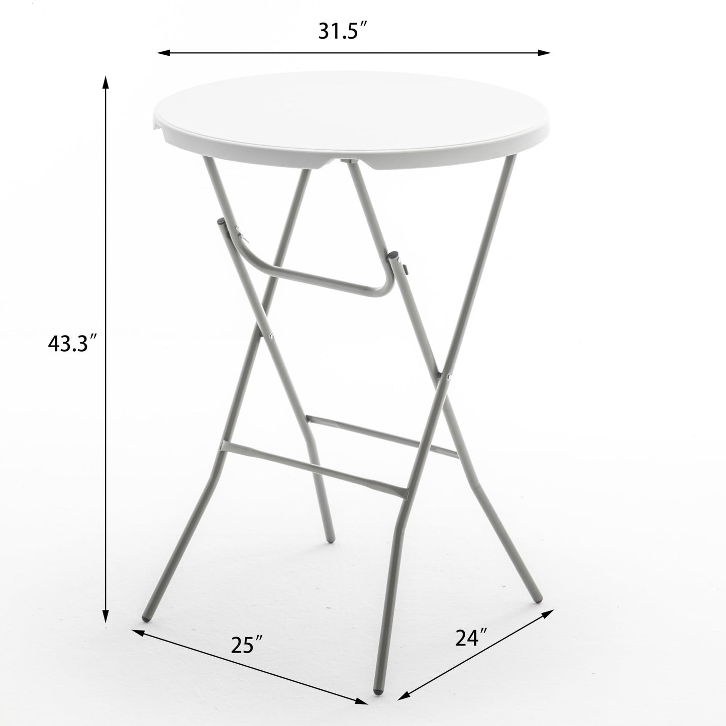 BTEXPERT White 32" Round 43" Bar Height Granite Folding Commercial Portable Banquet Card Plastic Coffee Dining Table for Wedding Party Coffee Event Home Kitchen Indoor Outdoor Set of 10