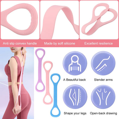 3pcs Figure 8 Fitness Resistance Band Elastic Bands for Working Out Elastic Rope Stretch Fitness Band Training Exercise Bands for Women Yoga
