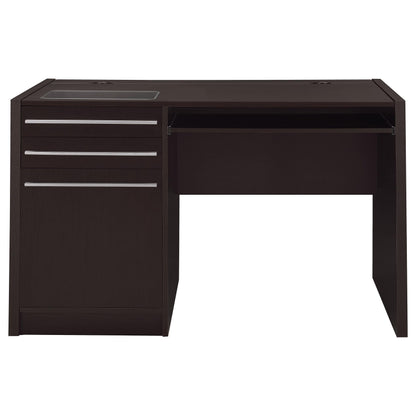 Coaster Home Furnishings - Halston - Engineered Wood - 47-Inch Computer Desk with Drawers, Door Cabinet & Lift-Top Storage, Tempered Glass Top, Contemporary Style - Home Office - Cappuccino - 800702