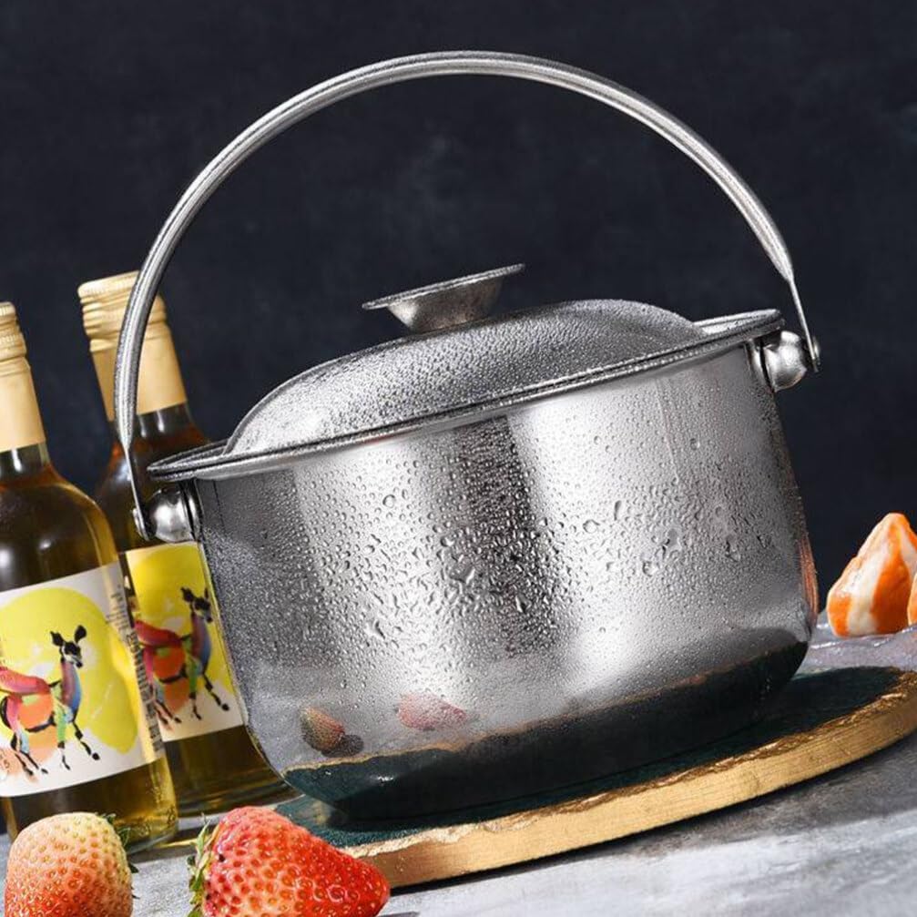 Hemoton 1.6L/1.5QT Stainless Steel Stockpot with Lid & Handle for Cooking Pasta, Soup, Stew