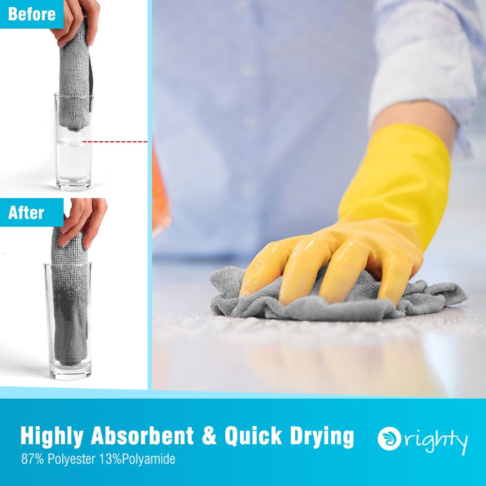 Orighty Grey Microfiber Cleaning Cloth, 150 Pack Highly Absorbent Cleaning Supplies, Lint Free Kitchen Towels Cleaning Rags, Microfiber Towels for Cars, House, Window, 12x12 inch