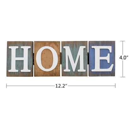 Aecipl Wooden Home Sign Rustic Decorative Letters Freestanding Letter Centerpiece Folding Word Sign Wood Farmhouse Decor for Tabletop Shelf Mantel Entryway Kitchen (Home)