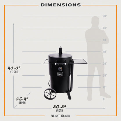 Char-Broil Oklahoma Joe's Bronco Barrel Drum Smoker Bundle with 630 Square Inch Cooking Surface and Triple Grate