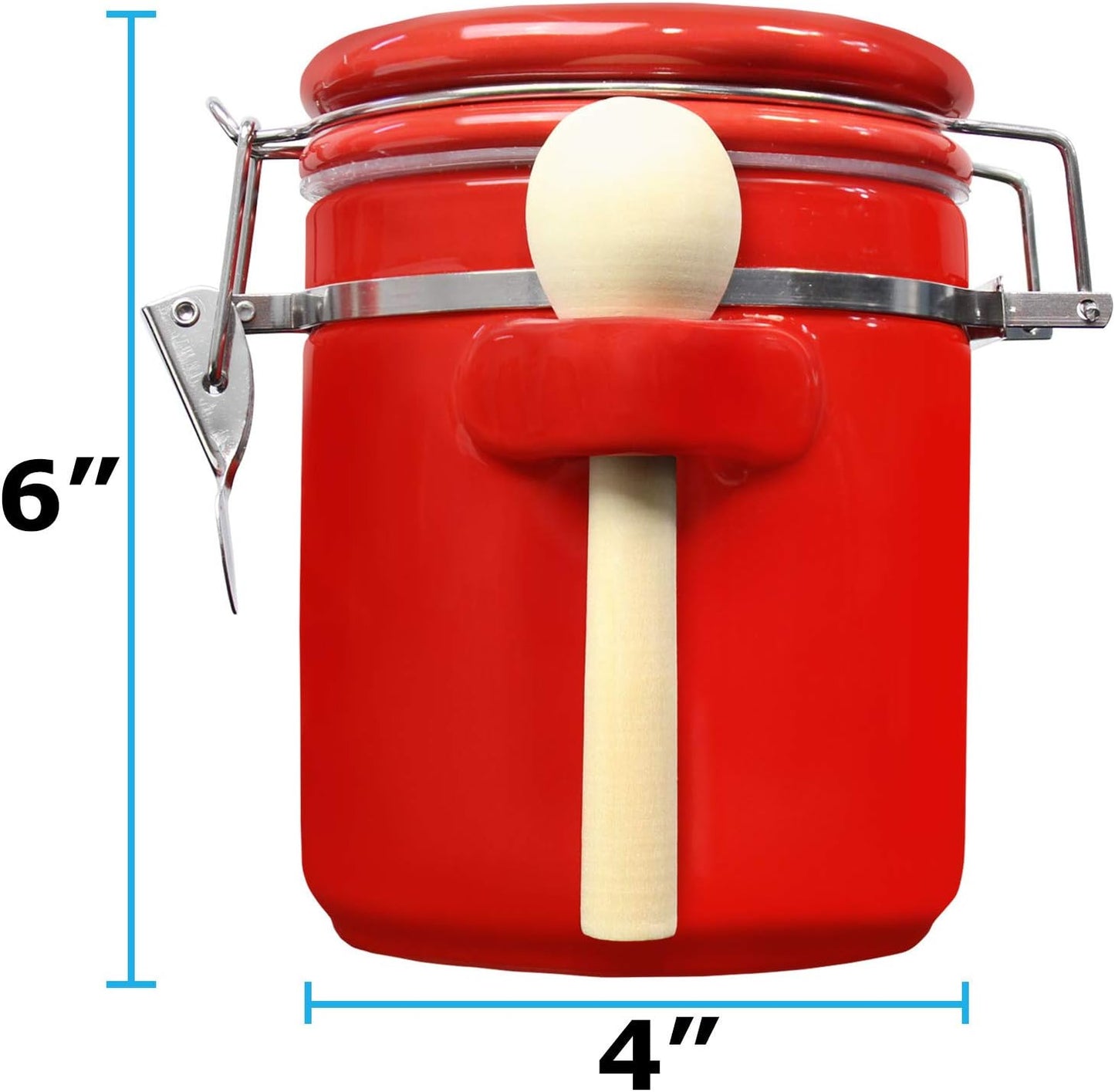 Blue Donuts Ceramic Airtight Jar, 33 Oz, 975 ML, Red Flour Jar with Lid