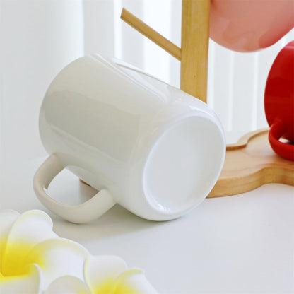 TREEWOO Stylish Ceramic Coffee Mug Smooth Solid Color 11oz Underglazed Cup For Men & Women Office And Home Use (Glossy white)