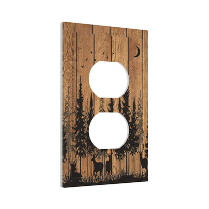 LWDZLHD Rustic Forest Deer Pine Tree Brown Wood Outlet Covers Light Switch Cover Decorative Farmhouse Country Wall Plate Electrical Faceplate for Bathroom Kitchen Bedroom Decor 5 x 3