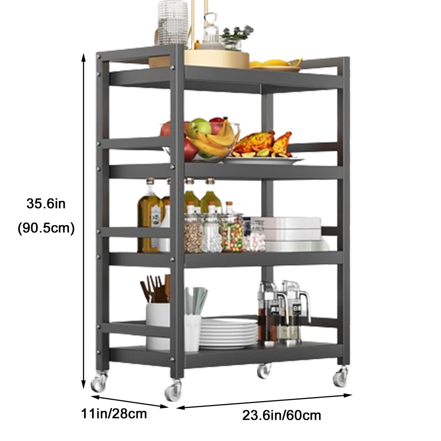 Stainless Steel Rolling Cart, Kitchen Utility Storage Cart with Locking Wheels for Lab, Clinic, Kitchen, Salon - Multi-Layer Design