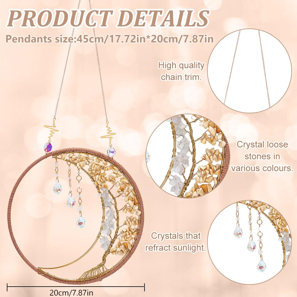 BEUNITONE Sun Catcher DIY Tree of Life and Moon Sunshine Catchers Kit Crystal Moon Suncacher-Sun Catchers for Window Indoor Decor Crystal Kits for Wedding Party Christmas Garden Decor