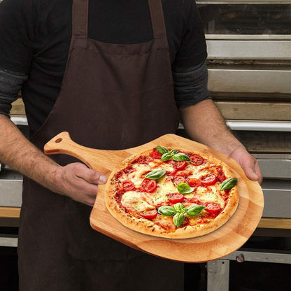 Bamboo Pizza Peel & Serving Board - 12" x 18" Multi-Functional Charcuterie Tray, Cutting Board for Cheese, Fruits, Vegetables - Natural Wood Pizza Paddle with Handle for Kitchen, Entertaining