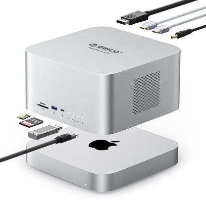 ORICO DataMatrix Mini 10TB Externsion Storage, 2TB SSD with 8TB External Hard Drive, 10Gbps USB-C&USB A Docking Station Compatible with Thunderbolt 3/4/5, SD/TF/CF Card Reader, for MacBook