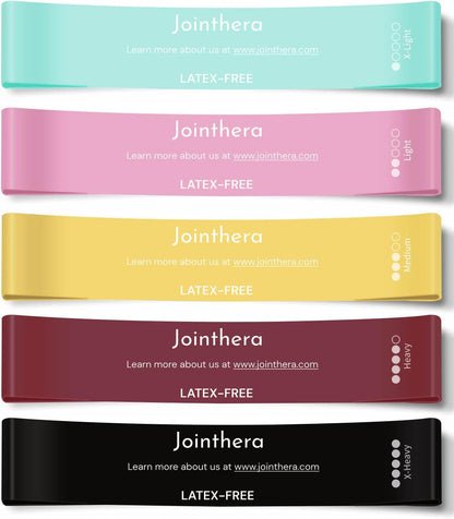 Premium Latex Free Resistance Bands for Working Out - Set of 5 + Carrying Bag | Non Latex Mini Loop Workout Bands Resistance for Women and Men | Physical Therapy, Legs Exercise and Pilates