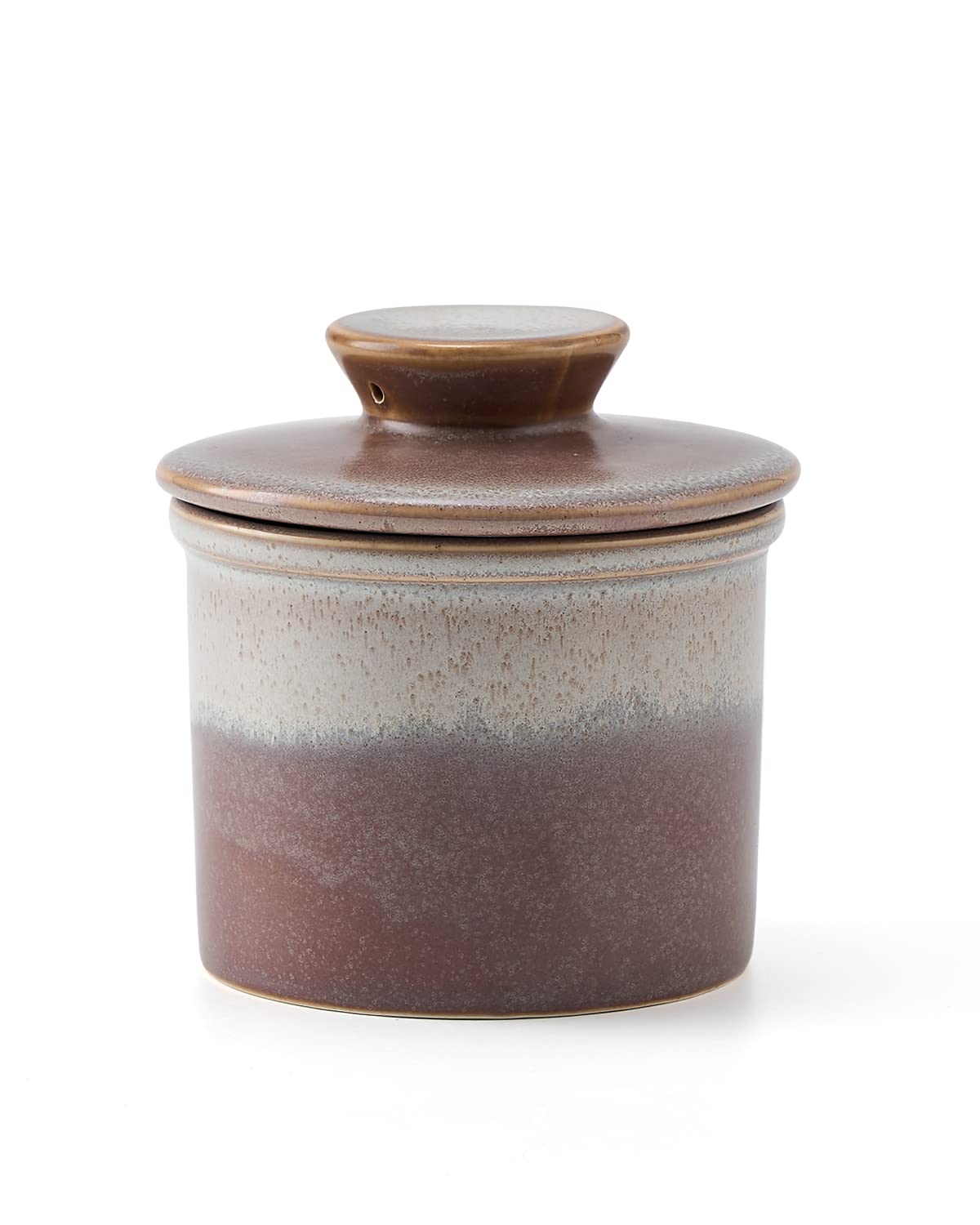 XELA Ceramic Butter Crock, The Original Reactive Two-Colour Glaze, Butter Dish With Water Line for Spreadable Fresh Butter - Ziying