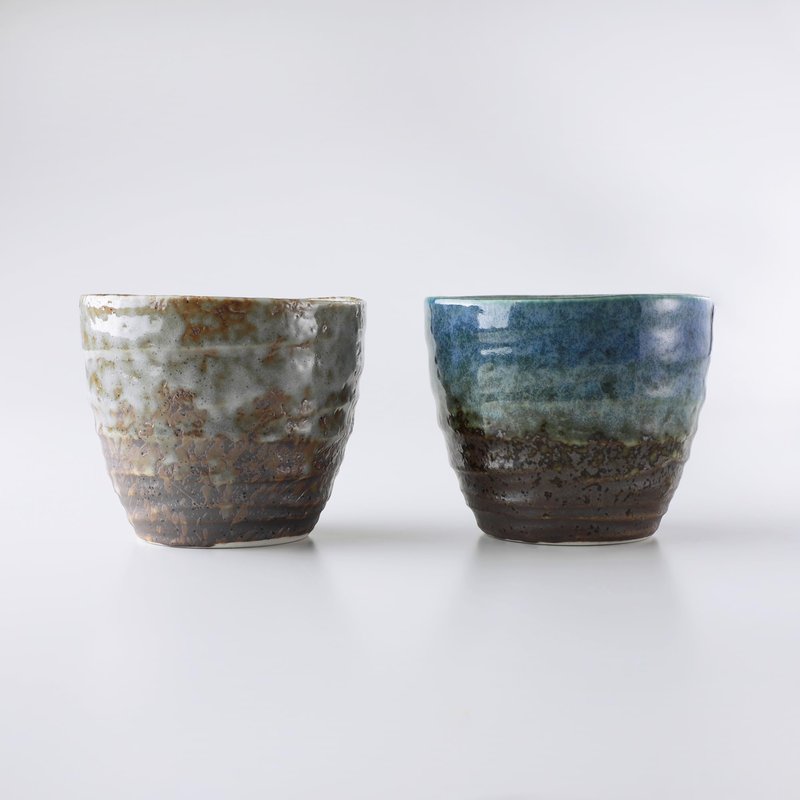 Asayu Japan Handpainted Glazed Ceramic Tea Cups Set of 2 6.7oz (200ml), Made in Japan MIno Ware Pottery Glass for Hot and Cold Drinks - 2PCS Mino Glaze Tea Cup Set