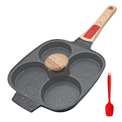 RANX INGST Fried Egg Pan with Detachable Handle, Nonstick Egg Frying Pan with Lid Induction 4 Cup Omelette Pan - Black