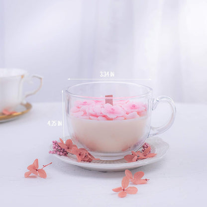 Romantic Sakura Cup Scented Soy Candle, Birthday Gift Wedding Favor