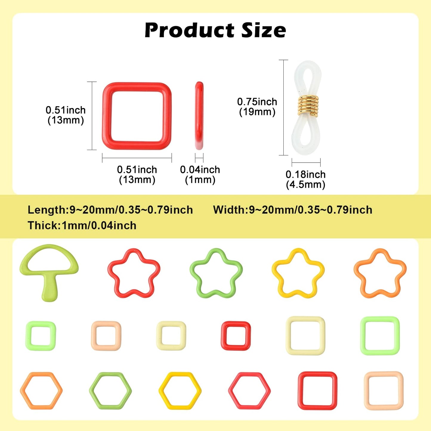 Gythara 60 pcs Iron Knitting Tool Crochet Locking Stitch Markers Holder with Eyeglasses Rubber Loop Stopper Ends for DIY Jewelry Crocheting Knitting Craft Bag Findings