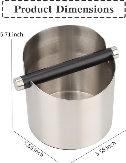 Italian Espresso Tapping Box, Stainless Steel Coffee Grinding Box with Detachable Tapping Rod