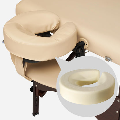 Master Massage 28" Argo Portable Massage Table in Cream with Walnut Legs- Spa Bed for Tabletop Exercise & Massage