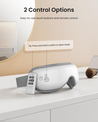 RENPHO Eyeris 1 Eye Massager with Remote, Birthday Christmas Gifts for Women Men Her Him, Sleep Mask with Heat, Compression, Headache Massager Scalp for Strain Relief, Migraine Relief, Reduce Stye Eye