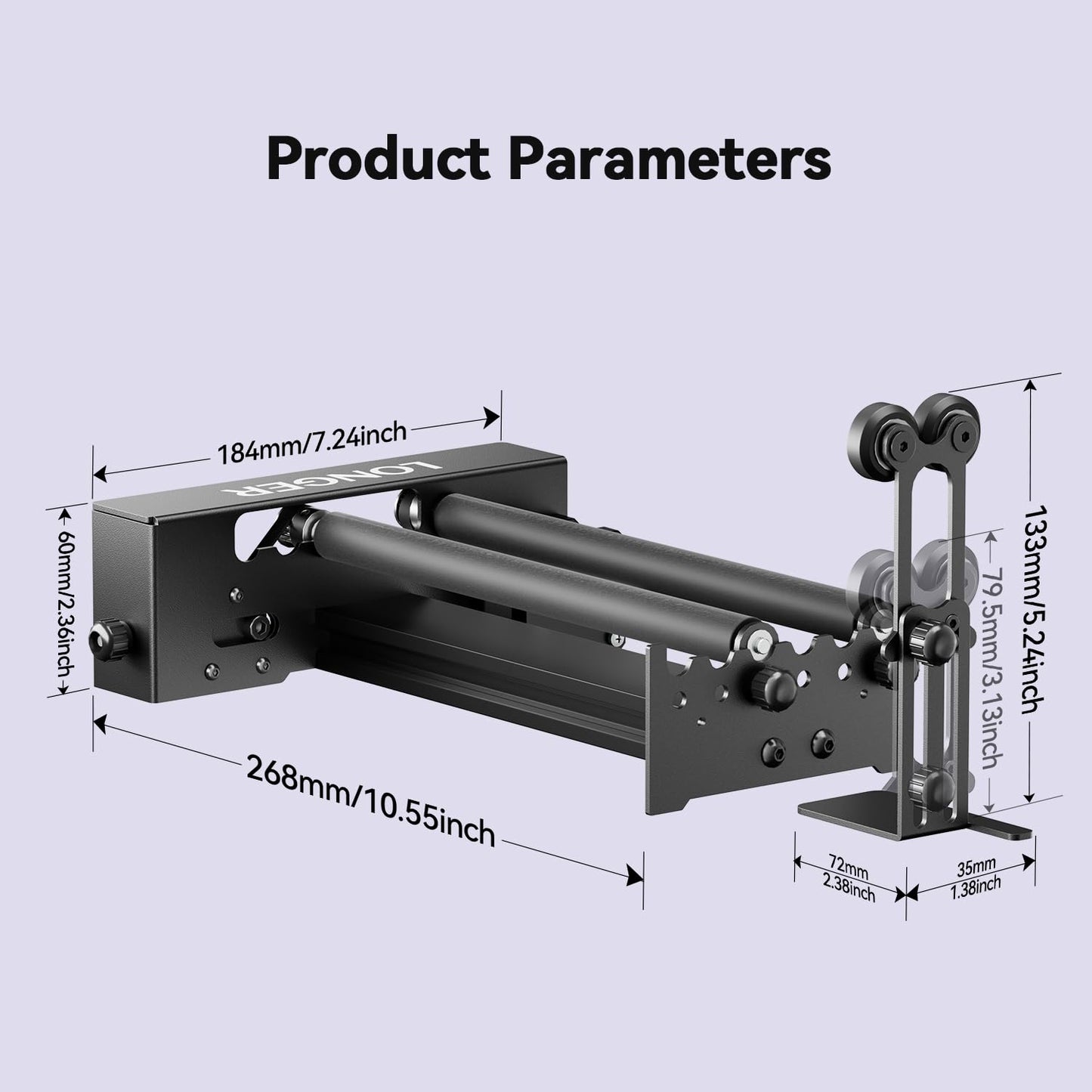 LONGER Ray5 mini 3.5W Portable Laser Engraving Machine with Rotary Roller Kits and 8 Pcs Raiser, 12000mm/min, Ideal for DIY Projects on Wood, Metal, Acrylic, Leather, and More