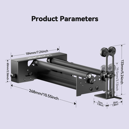 LONGER Ray5 mini 3.5W Portable Laser Engraving Machine with Rotary Roller Kits and 8 Pcs Raiser, 12000mm/min, Ideal for DIY Projects on Wood, Metal, Acrylic, Leather, and More