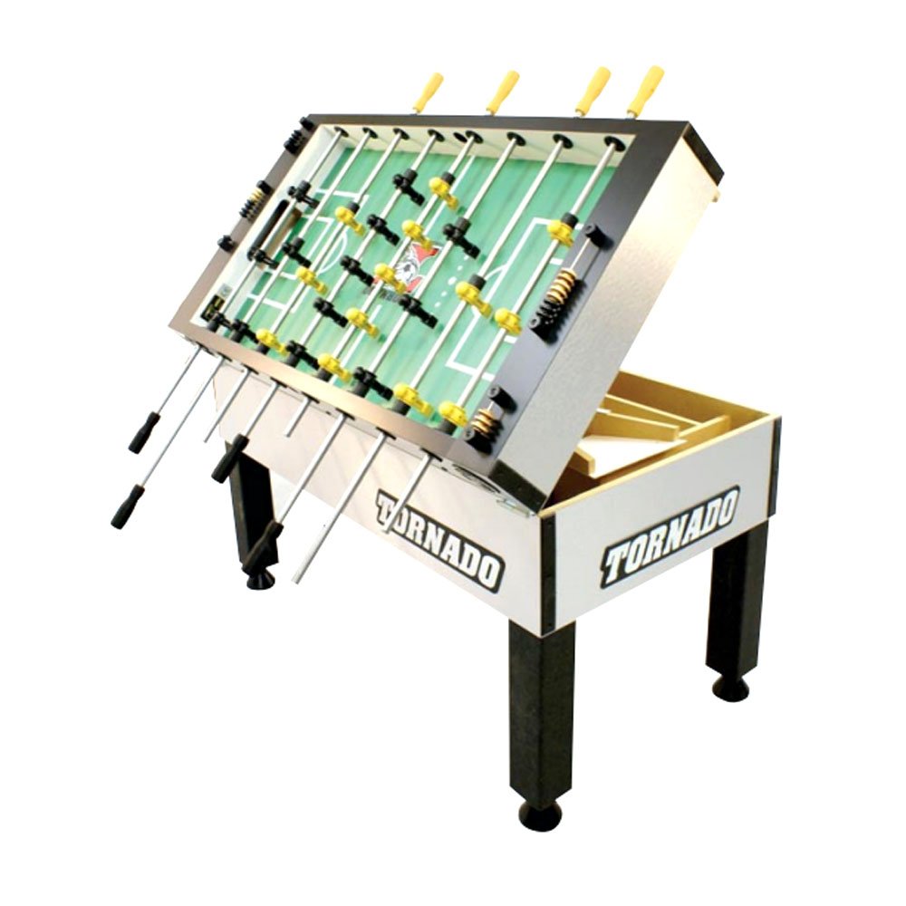 Tornado Tournament 3000 Foosball Table - Made in The USA - Commercial Quality for The Home - Incredible Table Soccer Game (3 Man Goalie, Silver)