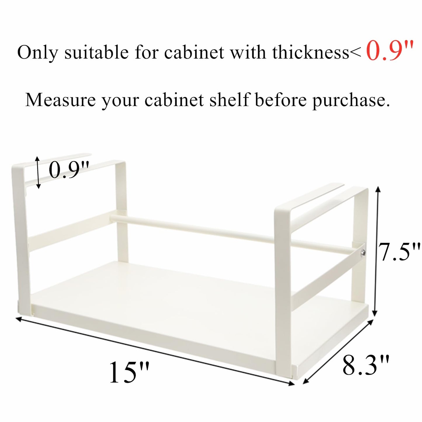 Tebery 2 Pack Under Shelf Storage Basket Sturdy, Slide-in Hanging Storage Basket for Kitchen, Metal Under Cabinet Shelves Organizer Rack, Space Saver Basket Shelf for Cabinet, Pantry, Desk, Cupboard