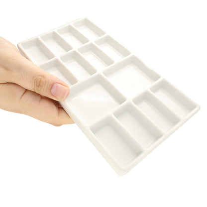 The Beadsmith Ceramic Mixing Palette – Rectangle Design Paint Holder – Arts and Crafts Accessories Organizer – 7.5" x 4.1" x .6” – 14 Compartments, (4 Palettes)