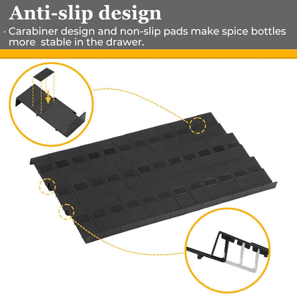 24PCS Famhap Spice Drawer Organizer, Interlocking Expandable Seasoning Rack Tray Insert for Kitchen Drawers, Spice Rack