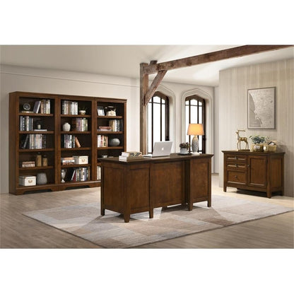 Pemberly Row Home Office Wooden Credenza, 41 in, Tuscan Finish, Solid Hardwood Construction, File Drawers with Steel Ball Bearing Glides, Transitional Style Storage for Office or Home Use