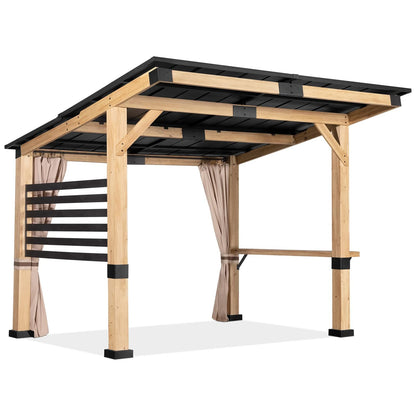 Joyside Cedar Wood Gazebo - 10 ft. x 12 ft. Patio Gazebo with Cedar Frame and Metal Steel Roof Panels, Hardtop for Lawn Deck and Parties