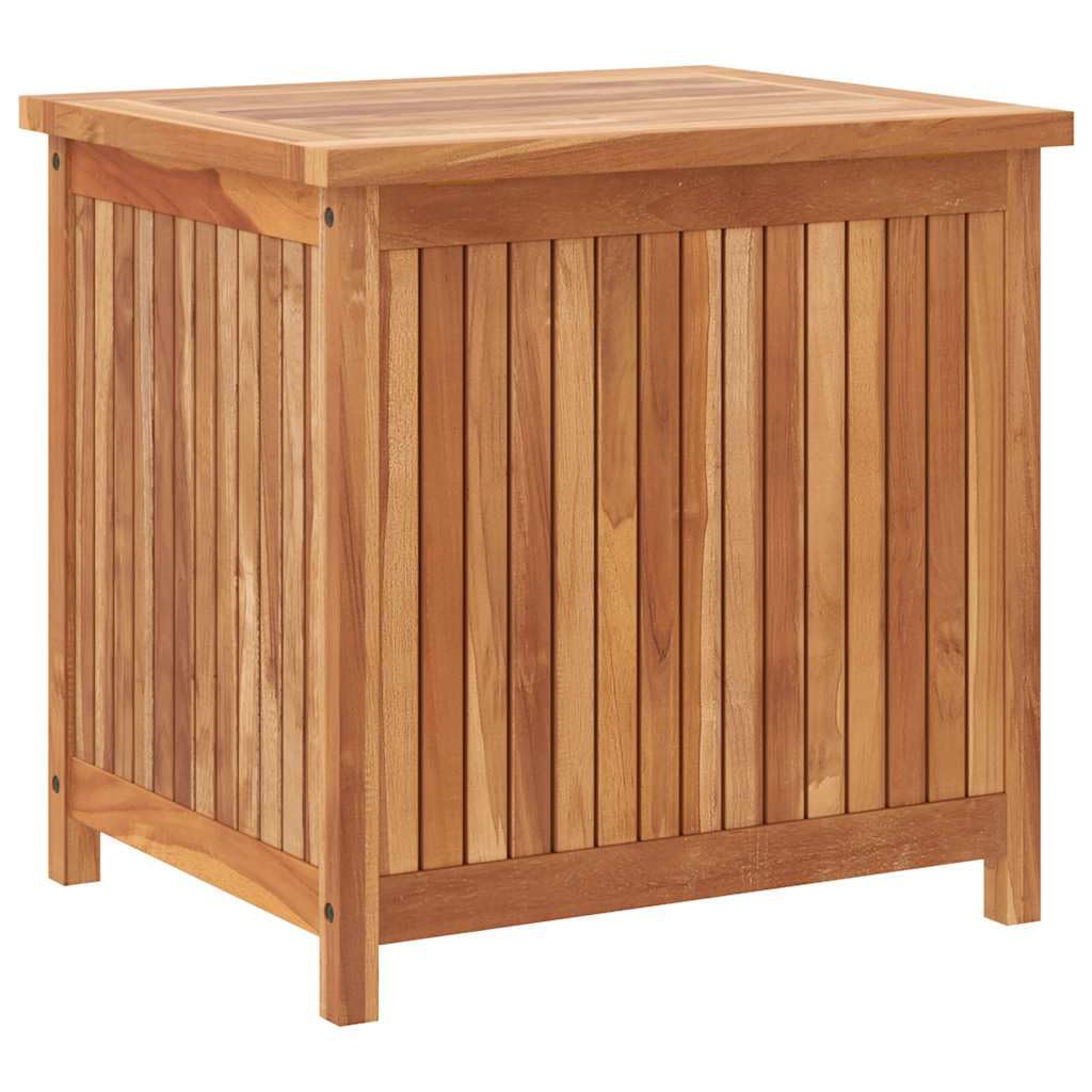Kalmrek Patio Storage Box Solid Wood Teak 23.6"x19.7"x22.8" Outdoor Garden Deck Yard Porch Chest with Lining Organizer Bench for Cushion Tool Firewood
