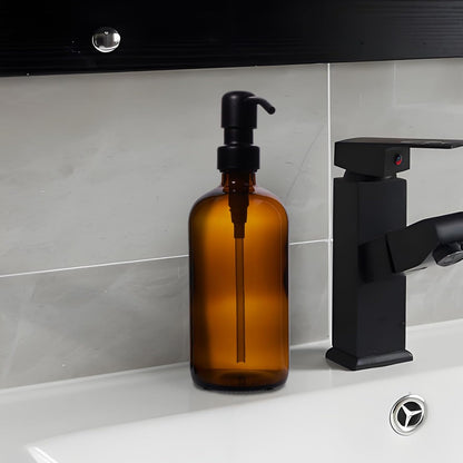 1pcs 16 Oz Countertop Diahom Soap Dispenser Amber Glass Hand Dish Soap Dispensers Stainless Steel Pump for Kitchen Sink