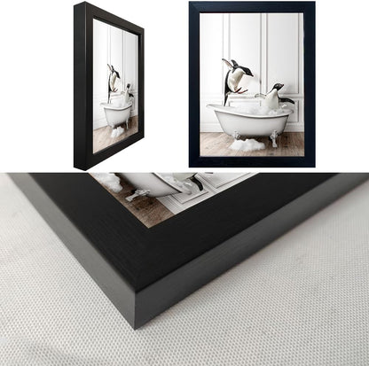 Bathroom Picture Wall Decor, Framed Black and White Bathroom Wall Art, Toilet Paper in Little Funny Raccoon's Hand Animal Canvas Print Painting