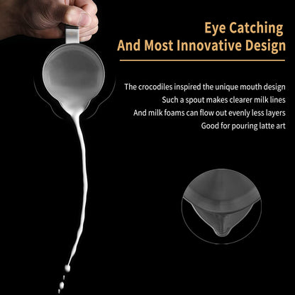 MHW-3BOMBER Espresso Steaming Pitcher Milk Frothing Pitcher Stainless Steel Milk Coffee Cappuccino Latte Art Barista Cup 16.9oz/500ml (Glossy), P5002S