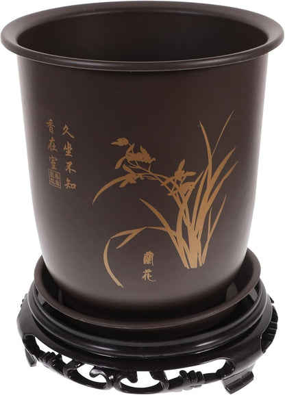 26x20cm GANAZONO Plastic Vintage Chinese Style Planter Flowerpot with Display Stand Succulent Pots Cactus Bonsai