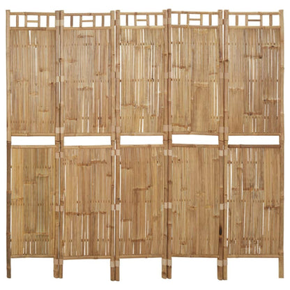 5-Panel Bamboo Room Divider 78.7"x70.9" Foldable Privacy Screen, 5-Panel Natural Bamboo Partition for Home Decor and Space Separation, Durable and Weather-Resistant Folding